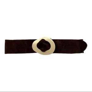 ShopEvelynne Brown Belt with Gold Oval Buckle